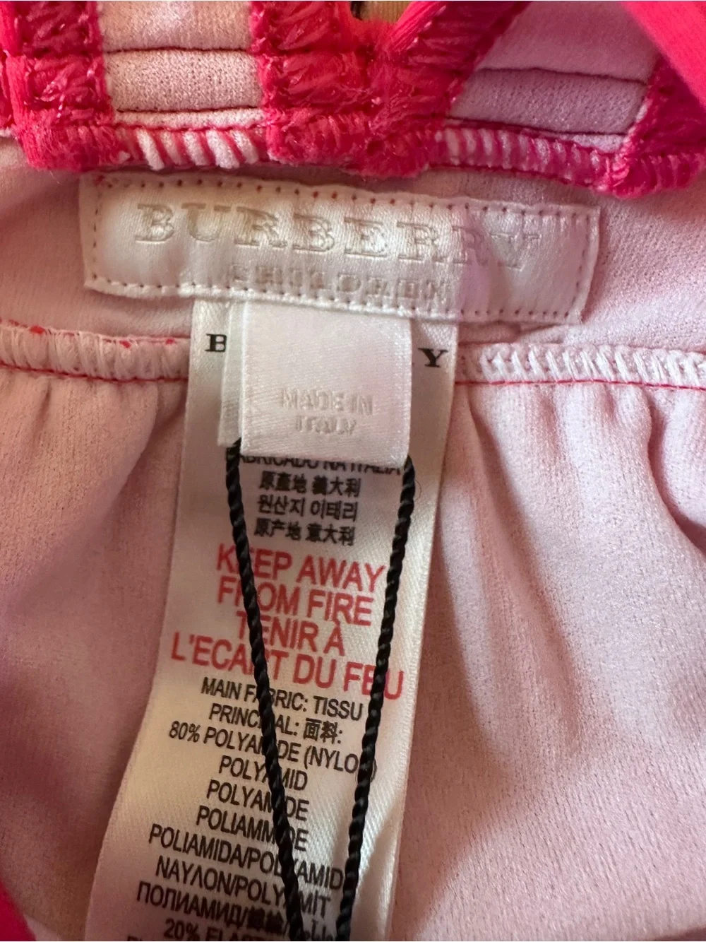 Burberry Hot Pink Swimsuit and Signature Beige Plaid Dress Set bundle